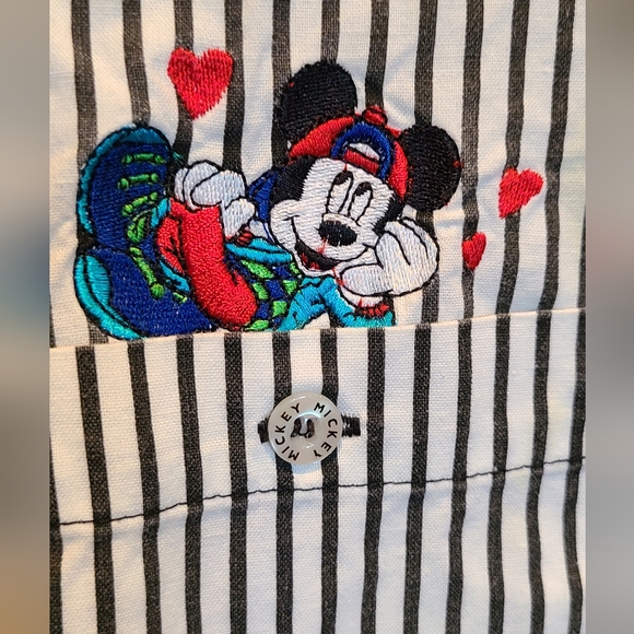 Disney vintage retro Mickey Minnie cotton oxford button down blouse M - Picture 3 of 10